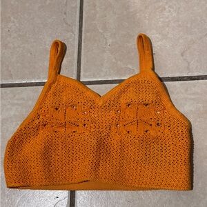 New Zara Orange Knit Crop Top